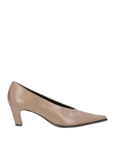Zinda Woman Pumps Khaki Size 8 Leather In Nude
