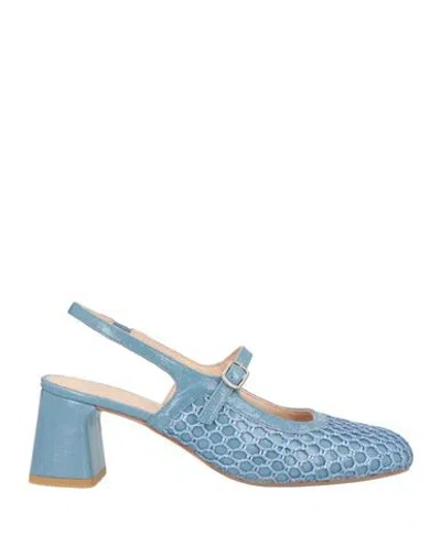 Zinda Woman Pumps Light Blue Size 8 Leather