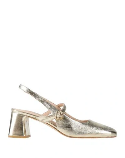 Zinda Woman Pumps Platinum Size 7 Leather In Gold