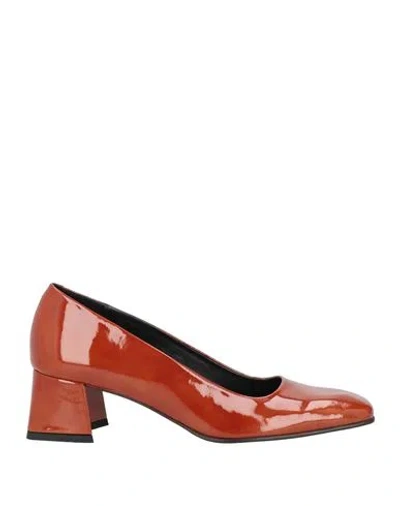Zinda Woman Pumps Rust Size 8 Leather In Red