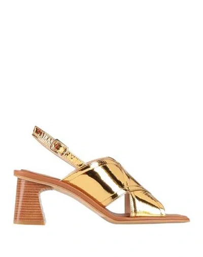 Zinda Woman Sandals Gold Size 8 Leather