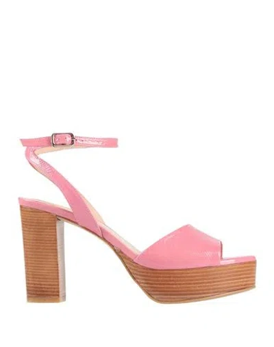 Zinda Woman Sandals Pink Size 8 Leather