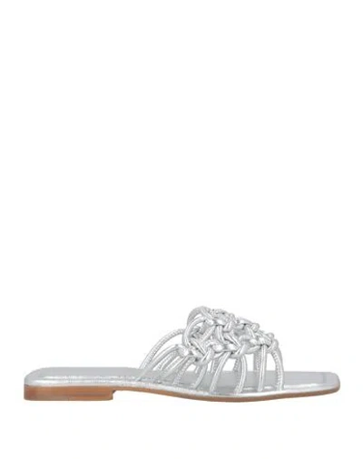Zinda Woman Sandals Silver Size 8 Textile Fibers