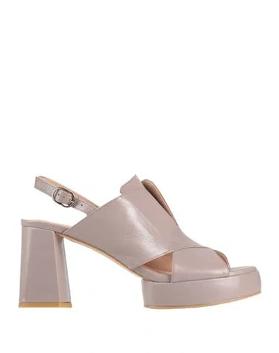 Zinda Woman Sandals Taupe Size 7 Leather In Grey