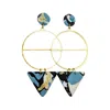 Ziolla Designs Women's Blue / Black / Gold Asia Black Blue And White Triangle Earrings With Golden Circles In Multi