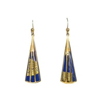 Ziolla Designs Women's Blue / Gold Blue And Gold Art Deco Earrings In Multi