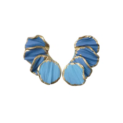 Ziolla Designs Women's Blue / Gold Lola Handmade Blue And Gold Layered Petal Earrings In Multi