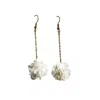 Ziolla Designs Women's Diane White Pompom Drop Earrings