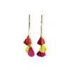 Ziolla Designs Women's Green / Pink / Purple Dheera Drop Vibrant Earrings