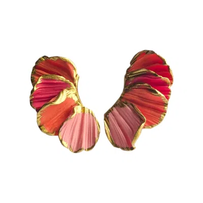 Ziolla Designs Women's Pink / Gold Lola Handmade Pink And Gold Layered Petal Earrings In Multi