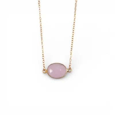 Ziolla Designs Women's Pink October Birthstone Rose Quartz Round Cut Necklace In Gold