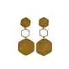 Ziolla Designs Women's Stella Yellow Hexagon Dangle Earrings In Yellow