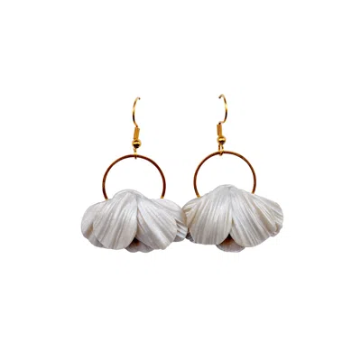 Ziolla Designs Women's White / Gold Fabiola Bridal Pearl White Flower Earrings In Multi