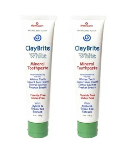 ZION HEALTH CLAYBRITE WHITE TOOTHPASTE, NON FLUORIDE SET OF 2 PACK, 8OZ