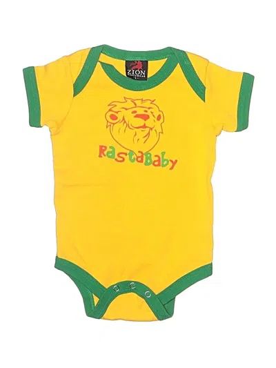 Pre-owned Zion Kids' Short Sleeve Onesie In Yellow