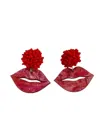 Zippity Do Dah Women's Frosty Lip Statement Earrings In Red In Red