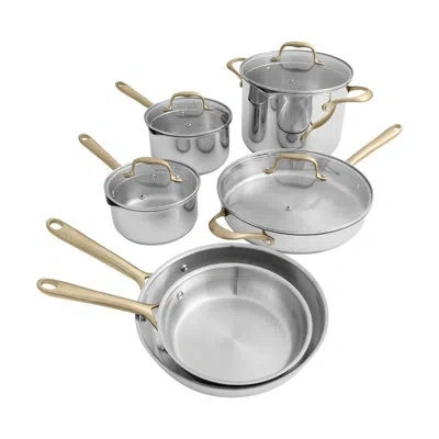 Zline 10-piece Non-toxic Stainless Steel Cookware Set (cwsetl-st-10) In Silver