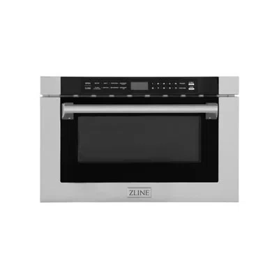 Zline 24 In. 1.2 Cu. Ft. Built-in Microwave Drawer With Traditional Handle In Stainless Steel