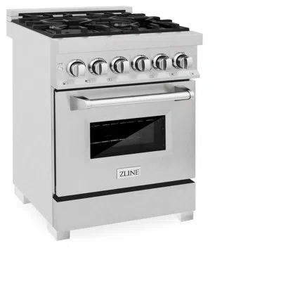 Zline 24 In. 2.8 Cu. Ft. Legacy Dual Fuel Range With 4 Burner Gas Cooktop And Electric Convection Oven In  In Satin