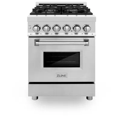 Zline 24 In. 2.8 Cu. Ft. Legacy Dual Fuel Range With 4 Burner Gas Cooktop And Electric Convection Oven In Stainless Steel