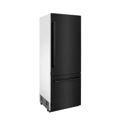 Zline 30 In. 16.1 Cu. Ft. Built-in Bottom Freezer Refrigerator With Water Dispenser And Ice Maker In Black