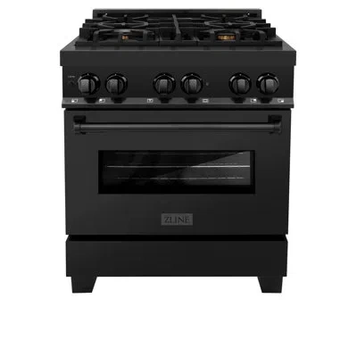 Zline 30 In. 4.0 Cu. Ft. Legacy Dual Fuel Range With Gas Cooktop And Electric Convection Oven In Black Sta