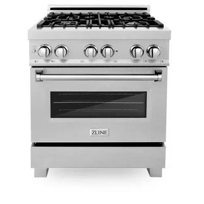 Zline 30 In. 4.0 Cu. Ft. Legacy Dual Fuel Range With Gas Cooktop And Electric Convection Oven In Satin Stainless Steel