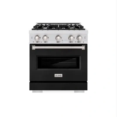Zline 30 In. 4.2 Cu. Ft. Classic Dual Fuel Range With 4 Burner Gas Cooktop And Electric Convection Oven In In Black