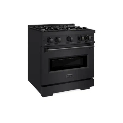 Zline 30 In. 4.2 Cu. Ft. Classic Gas Range With 4 Burner Cooktop And Convection Gas Oven In Black Stainles In Black Stainless Steel