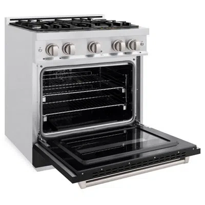 Zline 30 In. 4.2 Cu. Ft. Classic Gas Range With 4 Burner Cooktop And Convection Gas Oven In Satin Stainles In Stainless Steel,black