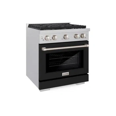 Zline 30 In. 4.2 Cu. Ft. Paramount Dual Fuel Range With 4 Burner Gas Cooktop And Electric Convection Oven  In Stainless Steel;black Matte