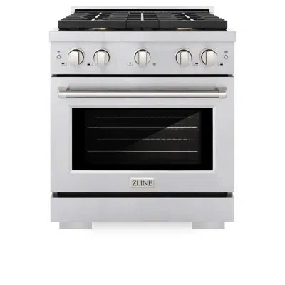 Zline 30 In. 4.2 Cu. Ft. Paramount Dual Fuel Range With Gas Cooktop And Electric Convection Oven In Stainl In Brass Burners