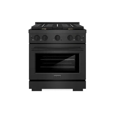 Zline 30 In. 4.2 Cu. Ft. Paramount Gas Range With Convection Gas Oven In Black Satin Stainless Steel With 