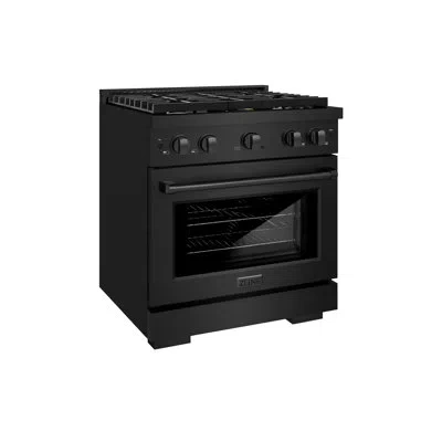 Zline 30 In. 4.2 Cu. Ft. Paramount Gas Range With Convection Gas Oven In Black Stainless Steel With 4 Bras