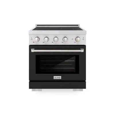 Zline 30 In. 4.2 Cu. Ft. Paramount Induction Range With 4 Element Cooktop And Electric Convection Oven In  In Black Matte