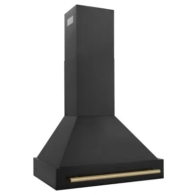Zline 30 In. Black Stainless Steel Range Hood With Handle In Black,champagne Bronze