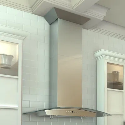 Zline 30 In. Convertible Vent Wall Mount Range Hood In Stainless Steel & Glass With Crown Molding (kzcrn-3
