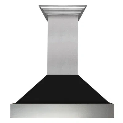 Zline 30 In. Ducted Satin Stainless Steel Wall Mount Range Hood With Shell In Black Matte