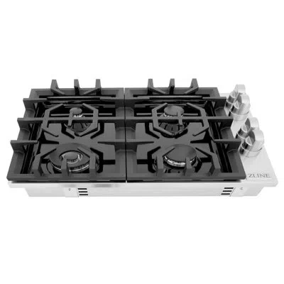 Zline 30 In. Gas Cooktop With 4 Burners In Black Porcelain
