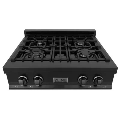 Zline 30 In. Legacy Gas Rangetop With 4 Burners And Porcelain Cooktop In Black Stainless Steel (rtb-30)