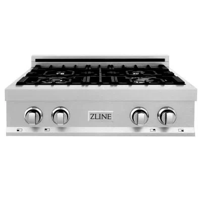 Zline 30 In. Legacy Gas Rangetop With 4 Burners And Porcelain Cooktop In Satin In Stainless Steel