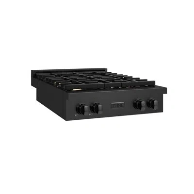 Zline 30 In. Paramount Gas Rangetop With 4 Brass Burners And Porcelain Cooktop In Black Stainless Steel (s In Black Stainless,brass Burners