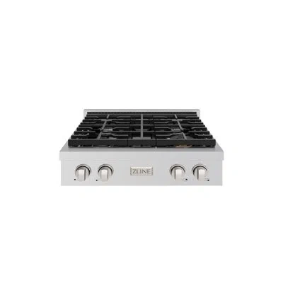 Zline 30 In. Paramount Gas Rangetop With 4 Burners And Porcelain Cooktop In Stainless Steel