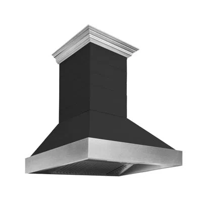 Zline 30 In. Wooden Wall Mount Range Hood In Rustic Shiplap With Stainless Steel Accents In Black