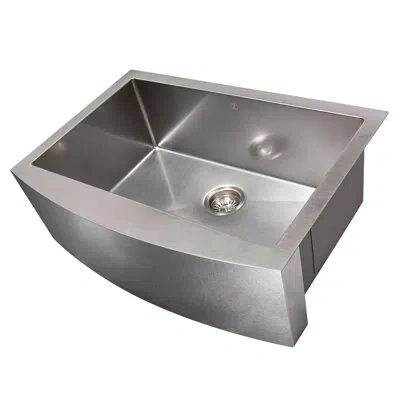Zline 30 In. Zermatt Farmhouse Apron Mount Single Bowl Satin Stainless Steel Kitchen Sink With Bottom Grid