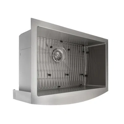 Zline 30 In. Zermatt Farmhouse Apron Mount Single Bowl Stainless Steel Kitchen Sink With Bottom Grid (sas-