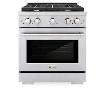 Zline 30” Paramount Gas Range W/ 4 Burner Cooktop & Convection Oven In Stainless Steel In White