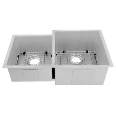 Zline 32 In. Jackson Undermount Double Bowl Kitchen Sink With Bottom Grid In Satin Stainless Steel