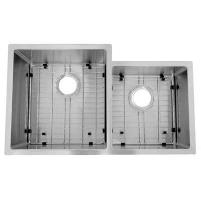 Zline 32 In. Jackson Undermount Double Bowl Kitchen Sink With Bottom Grid In Stainless Steel