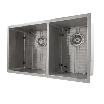 Zline 33 In. Chamonix Undermount Double Bowl Stainless Steel Kitchen Sink With Bottom Grid (sr60d-33)